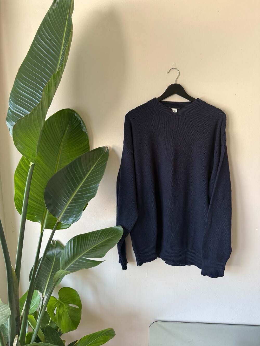 Boxy Chenille Knit Sweater Dark Blue